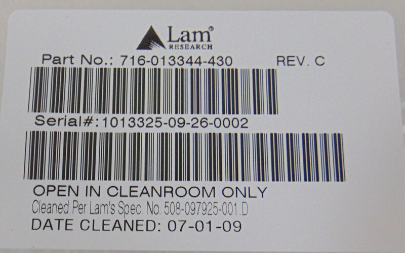 LAM Research 716-013344-430 Quartz Ring *new surplus, 90 day warranty* - Tech Equipment Spares, LLC