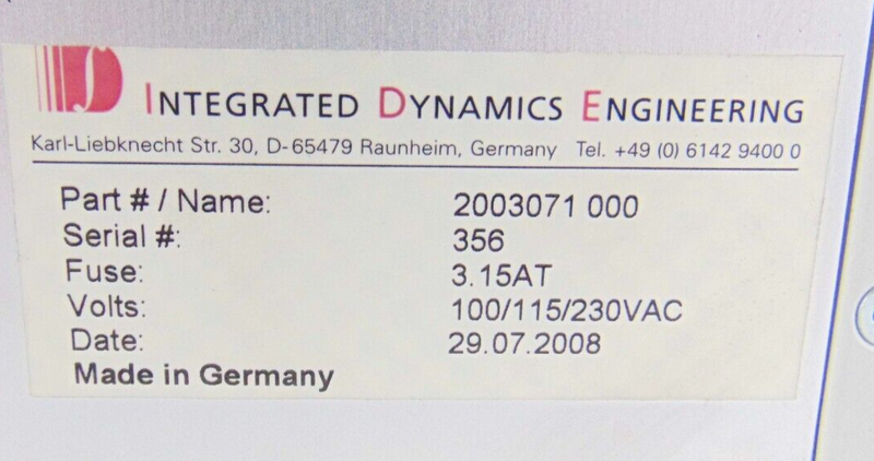 IDE Integrated Dynamics Engineering 2003071 000 EMI Compensation System MK4 - Tech Equipment Spares, LLC