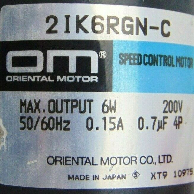Oriental Motor 2IK6RGN-C Speed Control Motor 3GN9K Gear Head *used working - Tech Equipment Spares, LLC