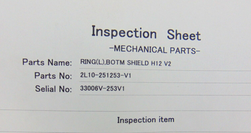 TEL Tokyo Electron 2L10-251253-V1 33006V-253V1 Ring(L),BOTM Shield H12 V2 *new - Tech Equipment Spares, LLC