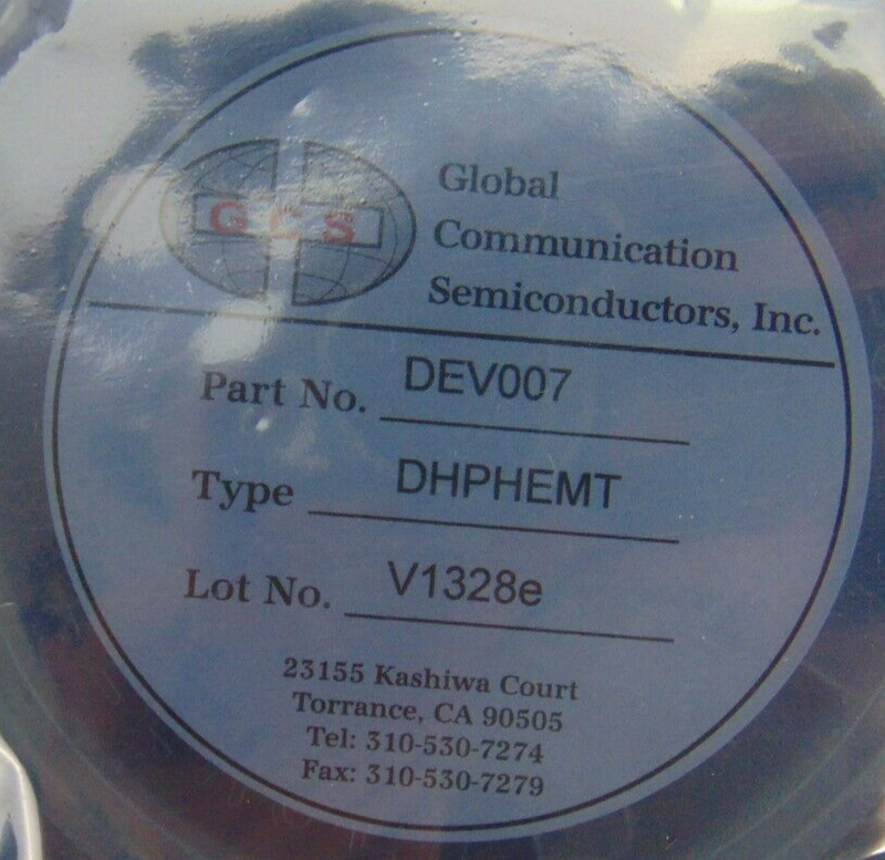 Global Communication Semiconductor GCS DEV006 DHPHEMT 3-inch Wafer, 40-Piece - Tech Equipment Spares, LLC