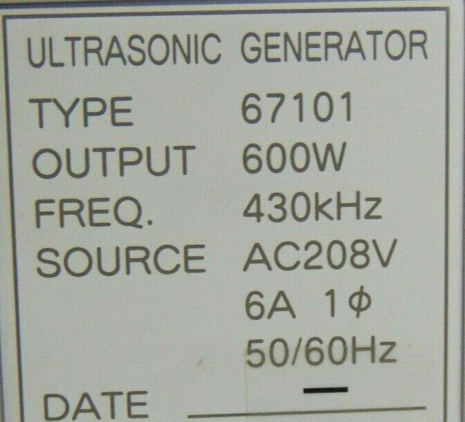 Kaijo 600 67101 Midsonic 430 Ultrasonic Generator *used working* - Tech Equipment Spares, LLC