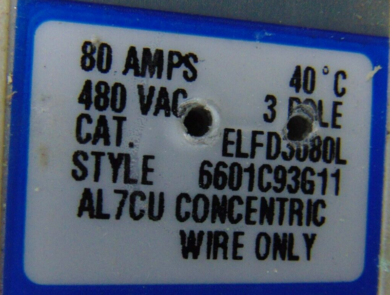 Cutler Hammer ELFD3080L 6601C93G11 Circuit Breaker 80A 480VAC 3 Pole *new - Tech Equipment Spares, LLC