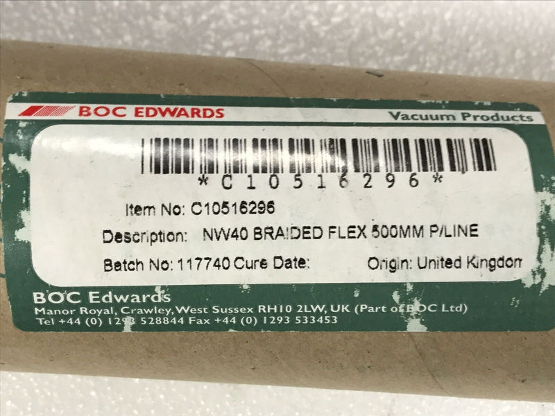 Edwards NW40 Braided Flex 500MM C10516296 Stainless Steel Bellow (new surplus) - Tech Equipment Spares, LLC