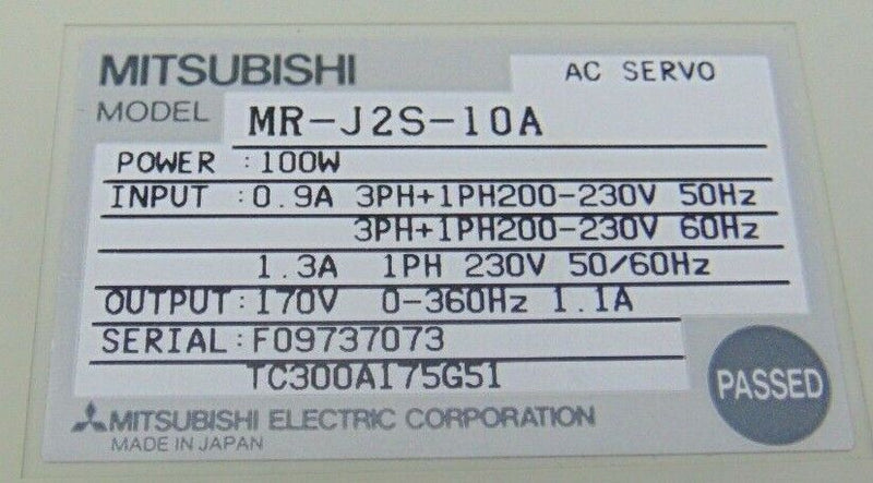 Mitsubishi MR-J2S-10A AC Servo Drive *used working, 90-day warranty - Tech Equipment Spares, LLC