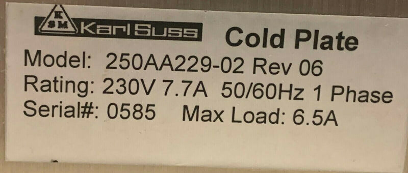 Karl Suss 250AA229-02 Cold Plate Rev 6, 6” inch SUSS ACS200 Coater *working - Tech Equipment Spares, LLC