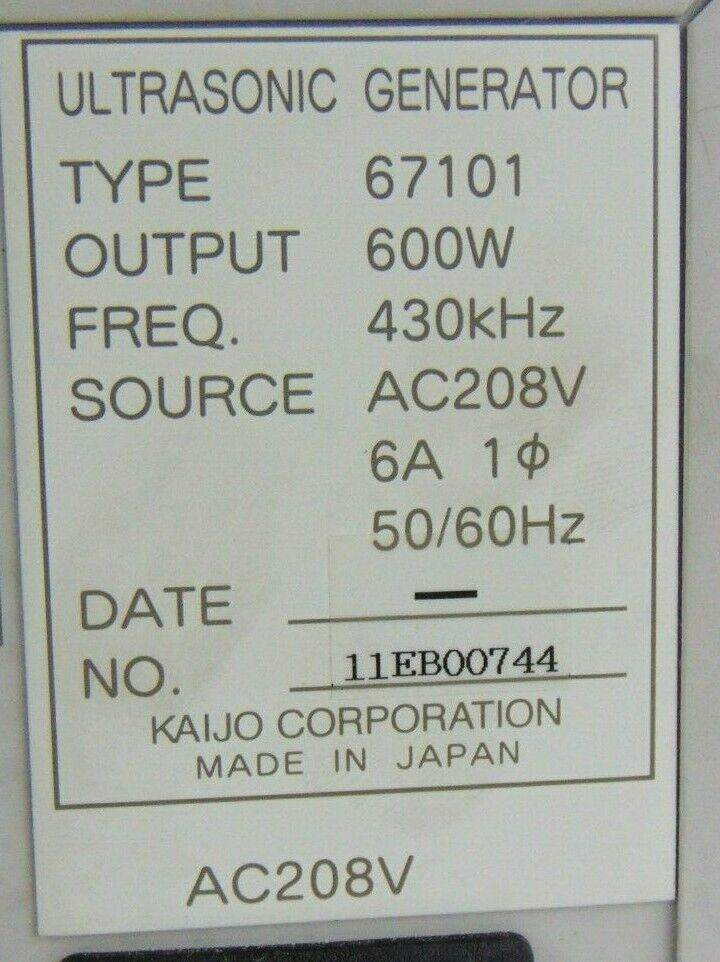 Kaijo 600 67101 Midsonic 430 Ultrasonic Generator *used working - Tech Equipment Spares, LLC