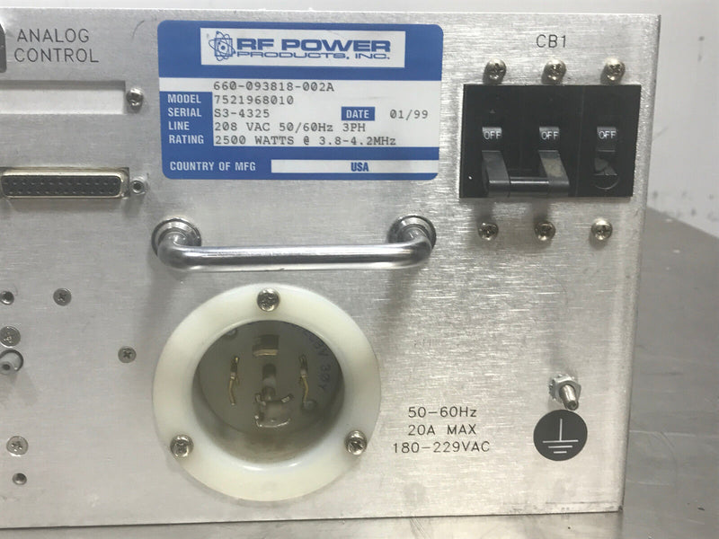 RFPP RF 25M RF Generator 7521968010 660-093818-002A 3.8-4.3 Mhz/ tested working - Tech Equipment Spares, LLC