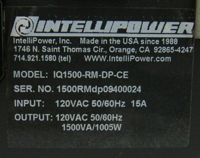 Intellipower IQ1500-RM-DP-CE UPS Uninterruptible Power Supply *new surplus - Tech Equipment Spares, LLC