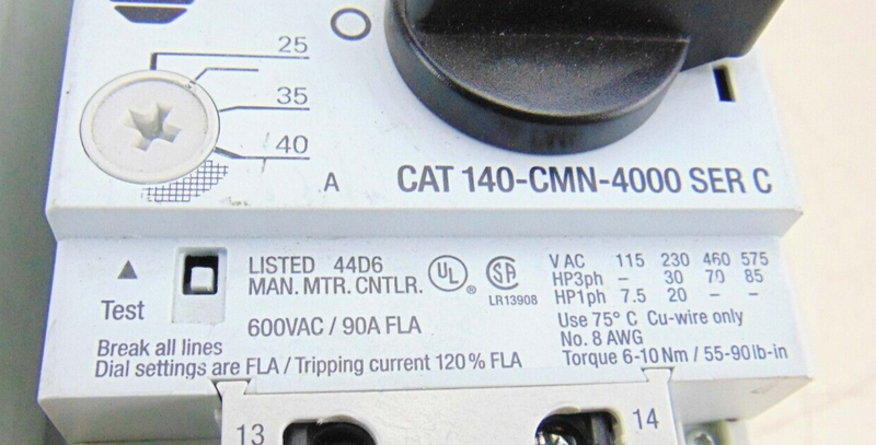 AB Allen Bradley CAT 140-CMN-4000 Circuit Breaker 40 Amp, lot of 6 *used working - Tech Equipment Spares, LLC