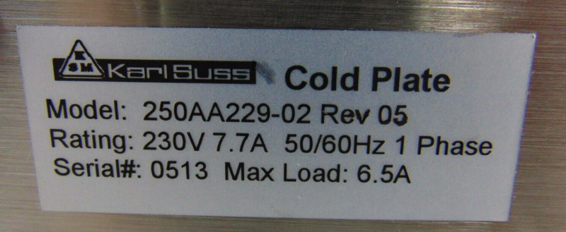 Karl Suss 250AA229-02 Cold Plate Rev 5 Karl Suss ACS200 *used working - Tech Equipment Spares, LLC