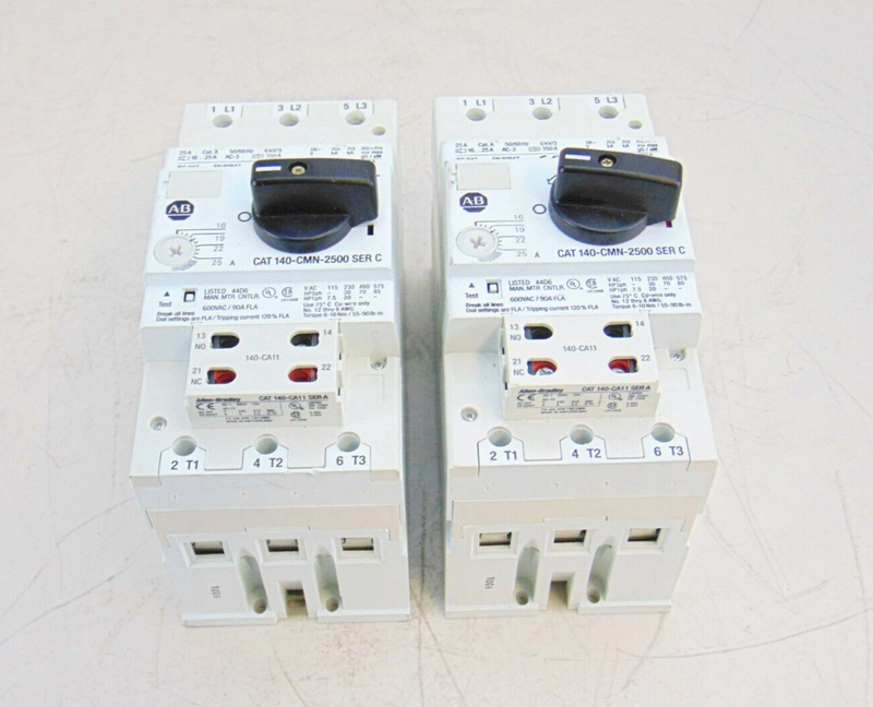 AB Allen Bradley CAT 140-CMN-2500 Circuit Breaker 25 Amp, lot of 2 *used working - Tech Equipment Spares, LLC