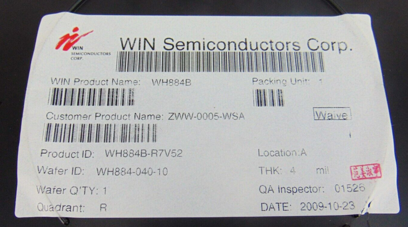 WIN Semiconductor WH884B-R7V52 WH884-040-10 Test Wafer 4 Mil 8 inch *working - Tech Equipment Spares, LLC
