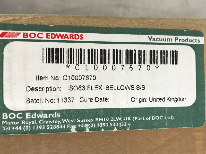 Edwards C10007670 ISO63 FLEX Bellow SS (new) - Tech Equipment Spares, LLC