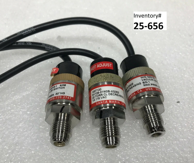 Wasco 1007120 SV129-31W2B-X 2302 Vacuum Switch, 20 Torr (Lot of 3) used working - Tech Equipment Spares, LLC