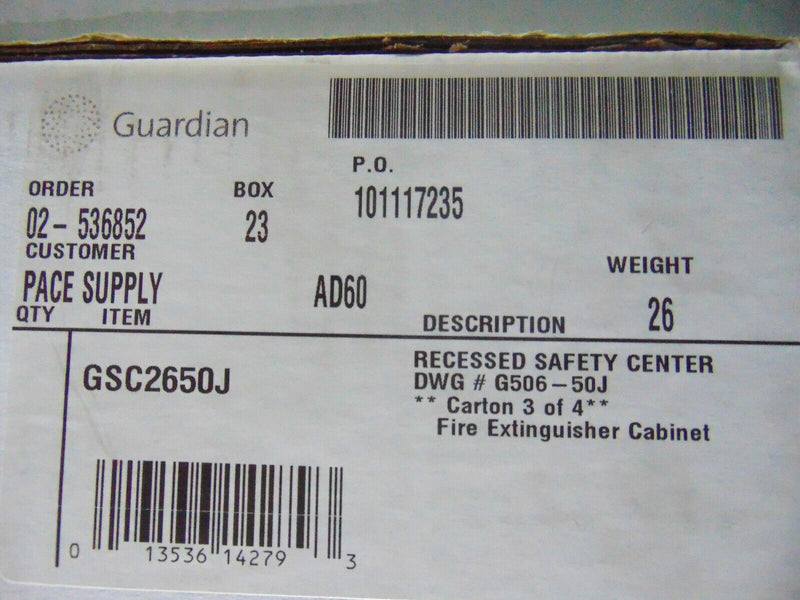 Guardian Pace Supply Recessed Safety Center *new surplus - Tech Equipment Spares, LLC