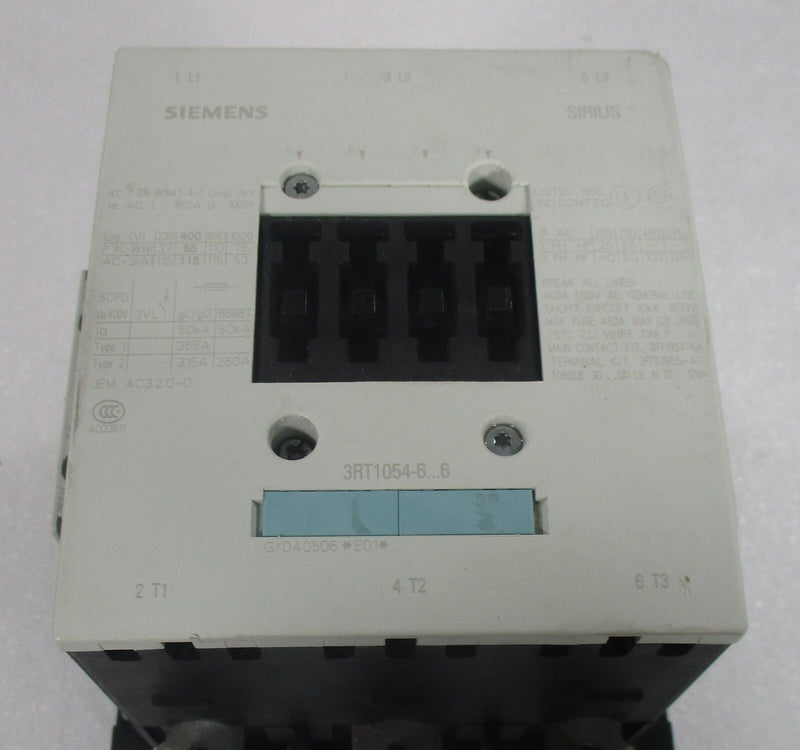 Siemens 3RT1054-6AF36 Sirius Circuit Breaker 600V 140A (lot of 3) used working - Tech Equipment Spares, LLC