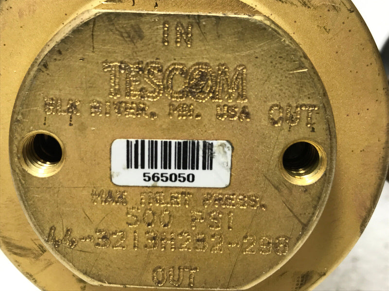 Tescom 44-3213H232-296 Brass Gauge (used working) In: 500 PSI, Out: 150 PSIG - Tech Equipment Spares, LLC