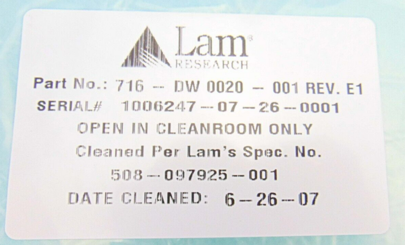 LAM Research 716-DW0020-001 E1 Quartz Plate *new surplus - Tech Equipment Spares, LLC