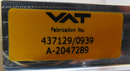 VAT 437129 A-2047289 Rectangular Valve *new surplus - Tech Equipment Spares, LLC