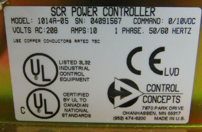Control Concept 1014A-05 SCR Power Controller *used working - Tech Equipment Spares, LLC