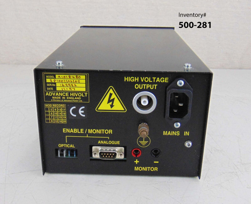 Advance HiVolt A1018480 IP1001502105 Ion Pump Supply *used working - Tech Equipment Spares, LLC