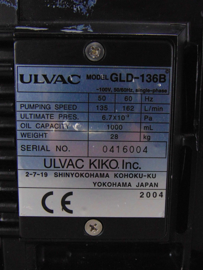 Ulvac GLD-136B GLD-136E GLD-201B Vacuum Pump, lot of 4 *untested - Tech Equipment Spares, LLC