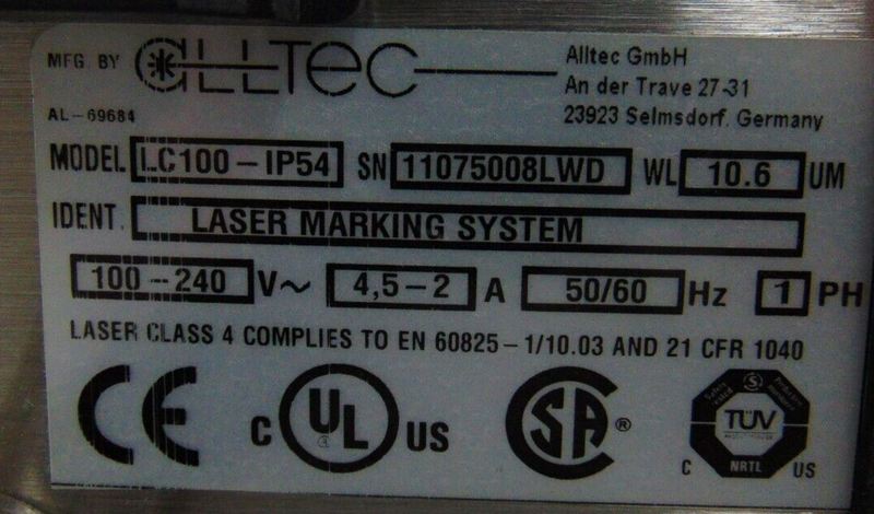 Alltec LC100 LC100-AP54 Laser *used working - Tech Equipment Spares, LLC