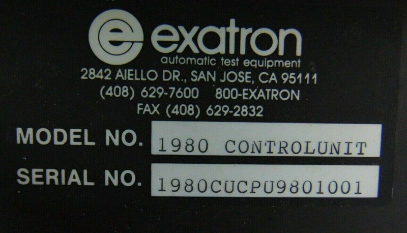 Exatron 1980 Controlunit IC Test handler Laser Controller *Untested Sold As Is - Tech Equipment Spares, LLC