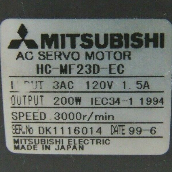Mitsubishi HC-MF73-EC AC Servo Motor *used working, 90-day warranty - Tech Equipment Spares, LLC