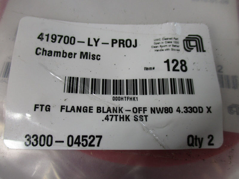 AMAT Applied Materials 3300-04527 FTG Flange Blank-Off NW80 (Qty.2) New - Tech Equipment Spares, LLC