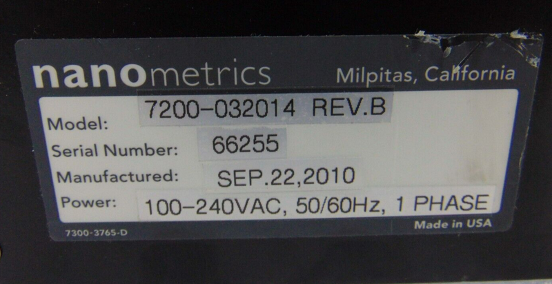 NanoMetrics 7200-032014 Rev B Power Supply *untested, sold as-is - Tech Equipment Spares, LLC