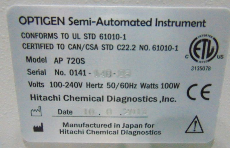 Optigen Hitachi AP 720S Analyzer *untested, being sold as-is - Tech Equipment Spares, LLC