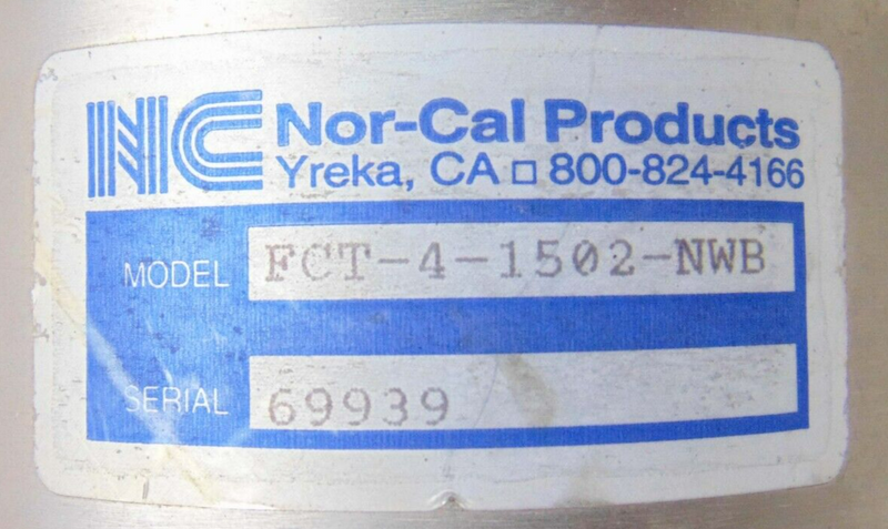 Nor Cal FCT-4-1502-NWB Foreline Trap *used working - Tech Equipment Spares, LLC