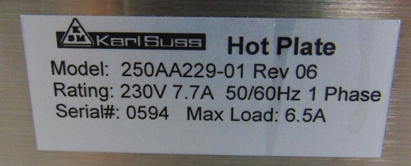 Karl Suss 250AA229-01 Hot Plate Rev 6 Karl Suss ACS200 *used working - Tech Equipment Spares, LLC