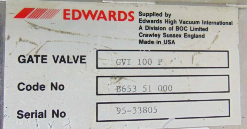 Edwards GVI 100P Gate Valve 365354000 *used working - Tech Equipment Spares, LLC