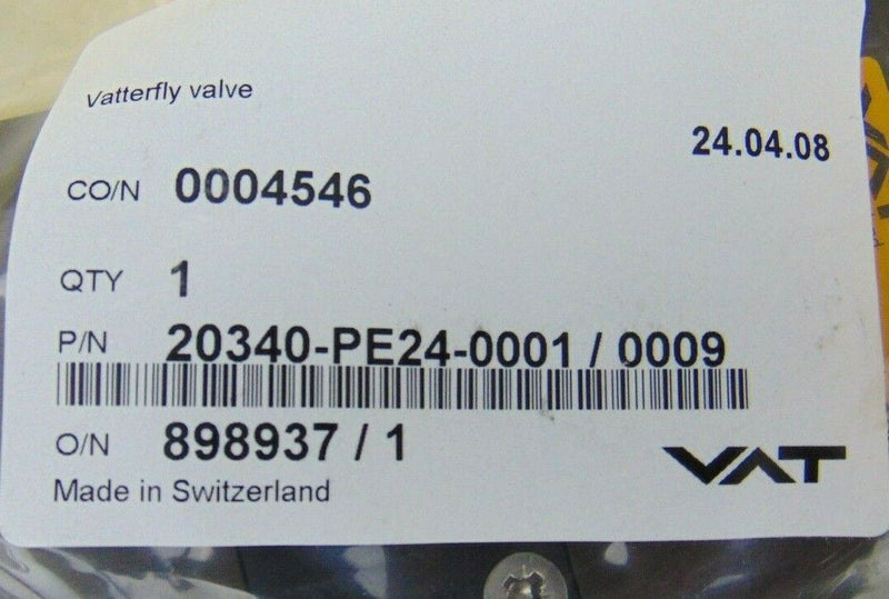 VAT 20340-PE24-0001 Vatterfly Valve *new surplus - Tech Equipment Spares, LLC