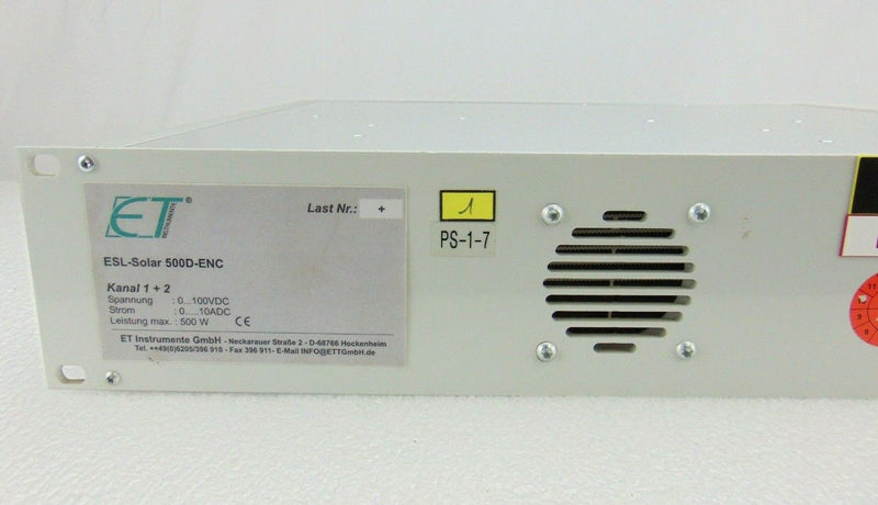 ET Instrumente ESL-Solar 500D-ENC Electronic Load - Tech Equipment Spares, LLC