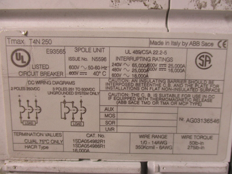 ABB E93565 Circuit Breaker (used working) - Tech Equipment Spares, LLC