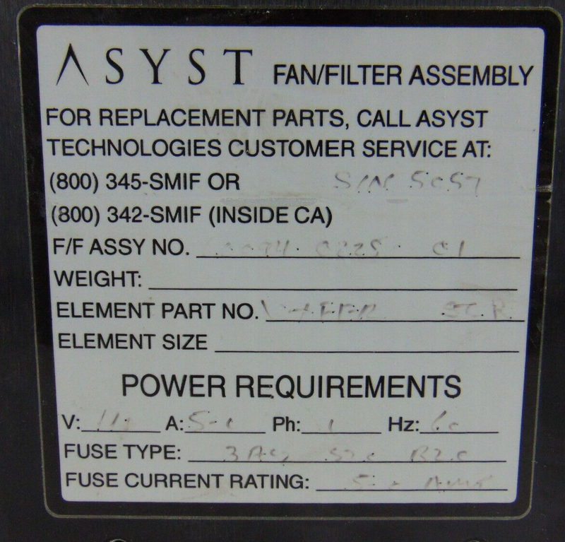 Asyst 00094-022S-01 Fan Filter Assembly *used working - Tech Equipment Spares, LLC