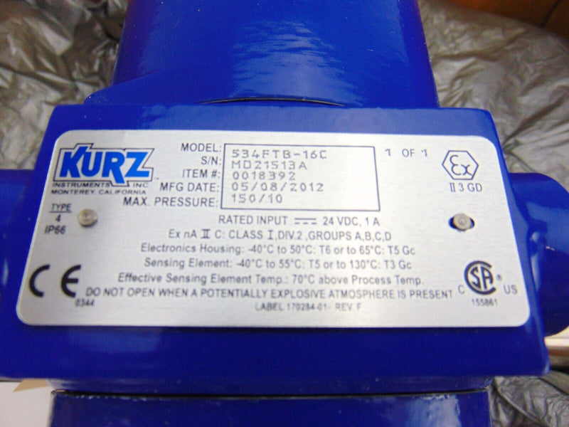 Kurz 534FTB-16C 0018392 Mass Flow Transmitter *new surplus - Tech Equipment Spares, LLC