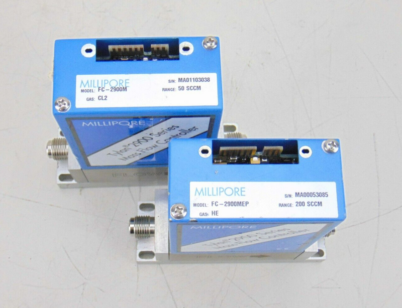 Millipore FC-2900M FC-2900MEP Mass Flow Controller 50cc CL2 200cc He, lot o 2 - Tech Equipment Spares, LLC