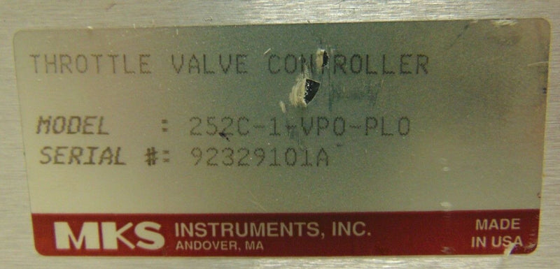 MKS 252C-1-VP0-PL0 Throttle Valve Controller *used working, 90-day warranty - Tech Equipment Spares, LLC